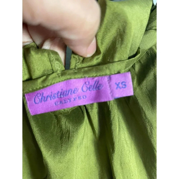 Christiane Celle Calyps Womens Halter Knee Length Shift Dress Green Silk Sz XS - Picture 5 of 11